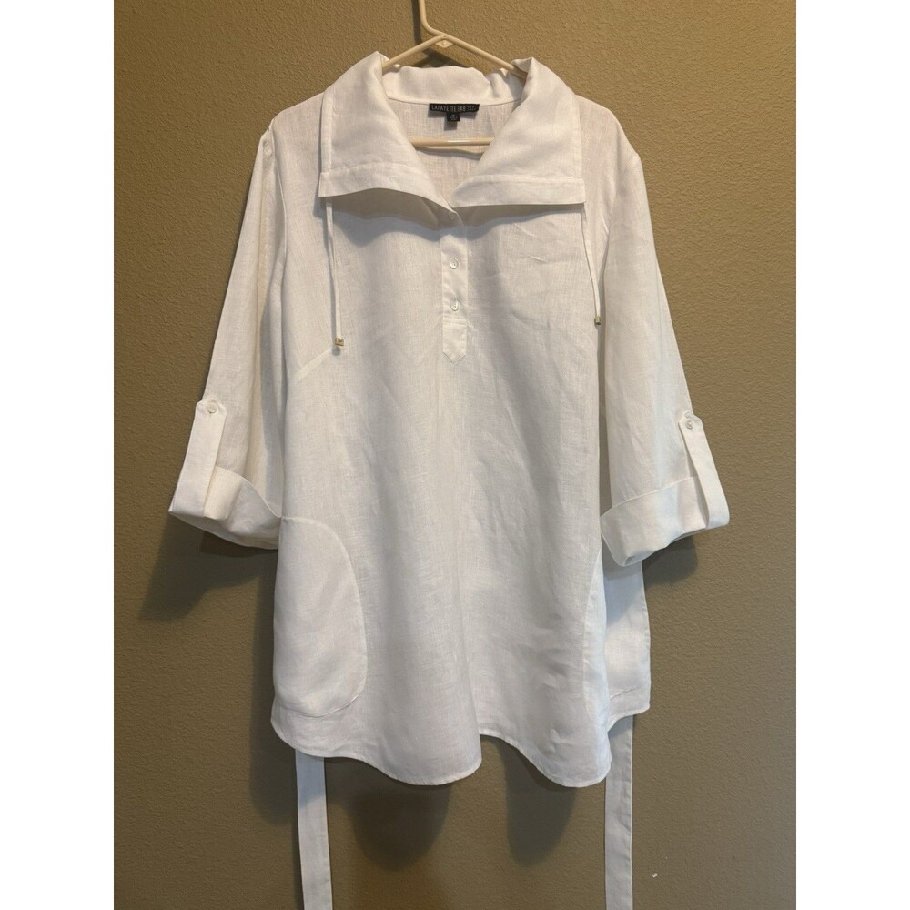 Lafayette 148 100% Linen Tunic Top Belted Size 18
